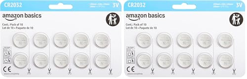 Amazon Basics 20-Pack CR2032 Lithium Coin Cell Battery, 3 Volt, Long Lasting Power, Mercury-Free