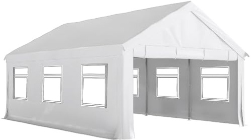 DecHome - Gazebo Esterno 4x6 m in Acciaio Galvanizzato con Pannelli Laterali e Doppio Ingresso, Bianco