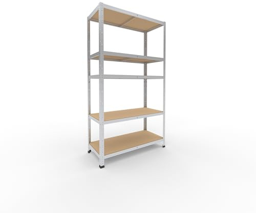 shelfplaza® 180x100x45cm Home Schwerlastregal verzinkt/Metallregal mit 5 Böden/Kellerregal Metall, Garagenregal, Werkstattregal oder Regal Lagerregal/Steckregal Metall mit 175kg Tragkraft