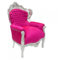 Casa Padrino Barock Sessel King Pink/Silber 85 x 85 x H. 120 cm - Antikstil Möbel
