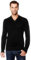 Vincenzo Boretti Jersey de Invierno para Hombre, con Cuello de Pico Acanalado, Entallado/Slim fit Negro M