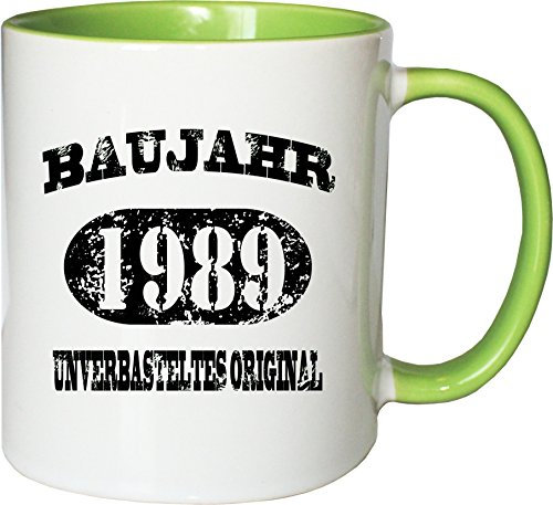Mister Merchandise - Tazza da caffè originale con stampa, anno di costruzione 1989, colore: Bianco/Verde
