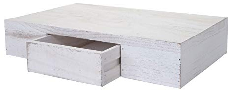 Mendler Wandregal Oise, 40cm - weiß Shabby | Regal, Hängeregal, mit Schublade