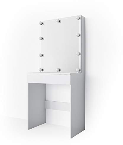 Vicco Schminktisch Weiß Melle 68x155x42 cm - Frisiertisch, Kompakter Schminktisch – ideal für kleine Räume oder Ecken