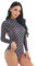 dPois Damen Meerjungfrau Badeanzug Langarm Schwimmanzug Bademode mit Fischschuppe Druck UV-Schutz Beachwear Badebekleidung Schwarz L/XL