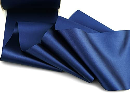 finemark 3 m x 112 mm Satinband Sophie DUNKELBLAU (624) Satin Tischband Tischläufer Schleifenband ohne Draht breites weiches Band Tischdekoration Tisch Deko Geschenkband mit einseitigem Glanz