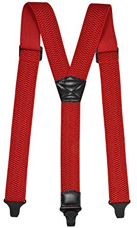 Olata Y Hosenträger mit Kunststoff-Clips für Flughäfen – 4 cm. Rot