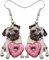 WEVENI Acryl Niedlich Mops Hund Ohrringe Haustier Welpe Baumeln Tropfen Mode Schmuck für Frauen Mädchen Zierlich Geschenke (Mops A)