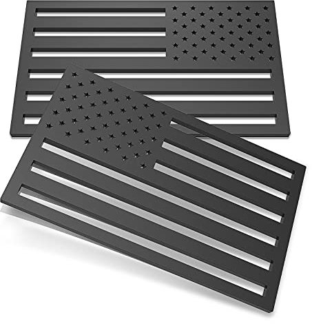 2 Stück 3D-Aufkleber mit amerikanischer Flagge, 4 mm dick, Acryl, ausgeschnittenes USA-Auto, Militär, patriotisches Emblem, mattschwarz, Stoßstangen-Aufkleber für Auto, LKW, SUV (einer links und einer