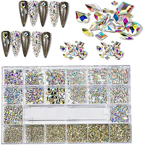 7900 piezas Kit de diamantes de imitación para decoración de uñas, 3D de cristales de diamantes de imitación diamantes de imitación para uñas HOINCO para kit de cristal de uñas con taladro y pinzas
