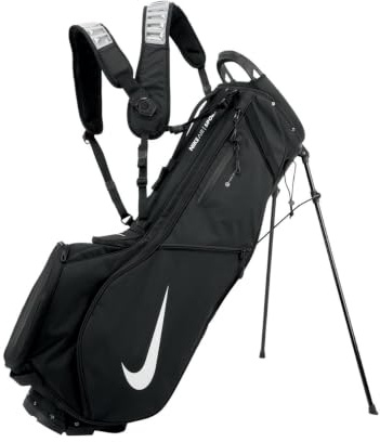 Nike Air Sport 2 Standbag Golf – Leichte Golf Standbag mit Standbeinen – Komfortable Golftasche mit Tragegurt – Golf Carry Bag, Black/Black/White, One Size