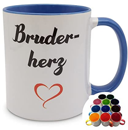 Tasse Bruder-Herz mit Herz Geschenk Kaffee-Becher – blau
