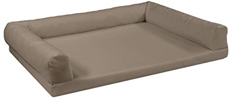 Juelle Orthopädisches Hundebett aus Kunstleder Sofa mit Matratze für große Hunde Abnehmbare Abdeckung, Waschmaschinenwaschbar, Lord L-XXL (120x90cm, Schmutzbeige)