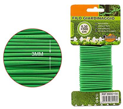 A2ZWORLD 5 Metri Filo Giardino Verde, Fascette Giardinaggio, Filo Lacci per Piante, Ferro Rivestito Gommato, Diametro 3mm e 4mm (Ø3mm)