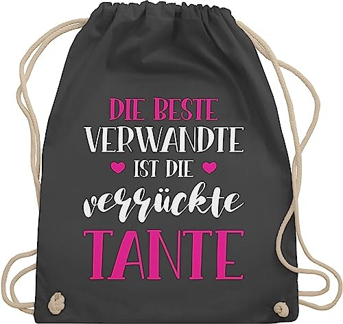 Turnbeutel Rucksack - Taschen - Die beste Verwandte ist die verrückte Tante - Unisize - Dunkelgrau - aunt crazy stoffrucksack tante. verrückt beutel tantes bester turnsäcke auntie verr ckte