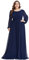 Ever-Pretty Women's Round Neck Long Sleeves Empire Waist Chiffon A Line Maxi Plus Size Bridesmaid Dresses Navy Blue 22UK