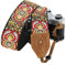 Padwa Lifestyle 2 Wide Classic Crazy Horse Art Cowhide Head Camera Strap - Jacquard Embroidery Floral Vintage Camera Straps for Photographers Gift, Adjustable Shoulder Neck Strap Fits DSLR Cameras
