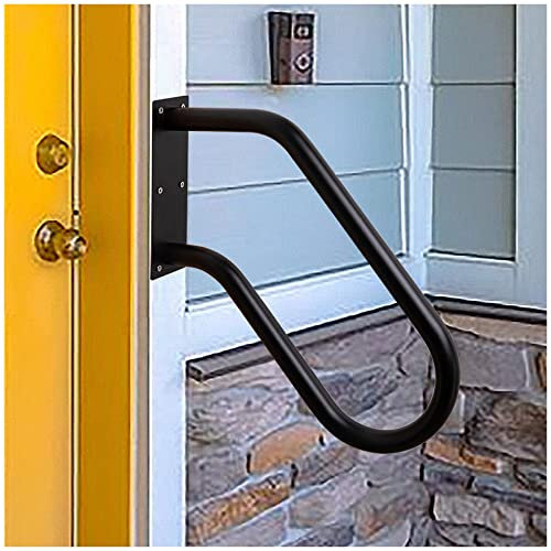 SDNBHT U-Shaped 18.5' Matte Black Stainless Steel Handrail for 1-3 Steps, 1.25 Tube, 330lb Capacity, Wall Mounted Stair Railing