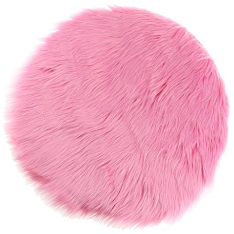 Sharplace Rundes Kunstpelz Sitzkissen, Zotteliges Schaffell, Teppich, Foto Requisiten, Hot Pink 40cm