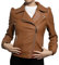 QUEEN HELENA Chiodo Giacca in Ecopelle Borchiata Giubbino Corto Giacchetta Casual Biker Motociclista Leggera Comoda Donna Y3006 Marrone M