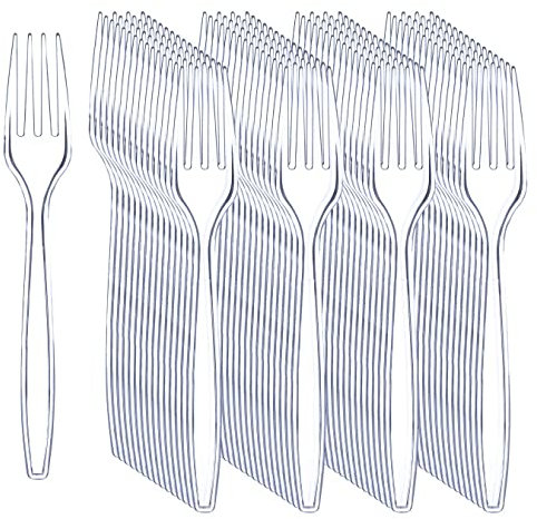 50 Stück Plastikgabeln Mehrweg Partygeschirr Robust Plastik Gabel