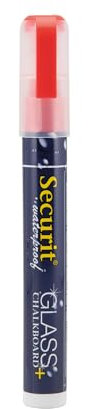 SECURIT - Pennarello A Gesso Liquido Resistente all'Acqua - Per Lavagne, Vetro, Metallo, Porcellana, Specchio, Plastica - Punta Media 2-6mm - Colore Rosso