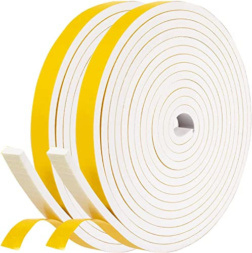 Dichtungsband Selbstklebend für Türen Fenster, 12mm(B) x 6mm(D)/8m Schaumstoff klebeband Gummidichtung Gegen Kalte Zugluft/Anti-Kollision/Schalldichter/Wasserdichter/Staubdicht Weiß