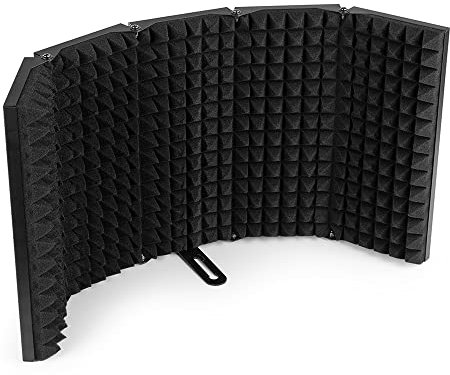 VONYX MRF30 Panneau Acoustique pour Micro - Écran Métallique 5 Panneaux, Panneaux Latéraux Réglables et Pliables, Montage sur Pied ou sur Table, Idéal pour Votre Studio d'Enregistrement