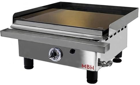 MBH - Plancha vitrocerámica a gas profesional 40 cm para hostelería. Fry top de asar VITRO GAS para cocina industrial de bar y restaurante.