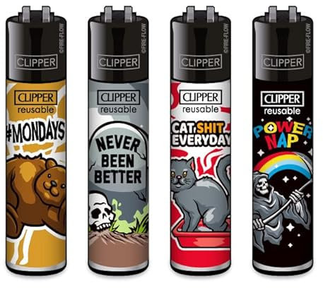 Clipper® Feuerzeuge 4er Set: Mix Slogan #5