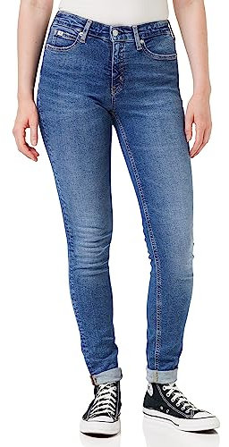 Calvin Klein Damen Jeans Hose Mid Rise Skinny Fit, Blau (Denim Dark), 32W/34L