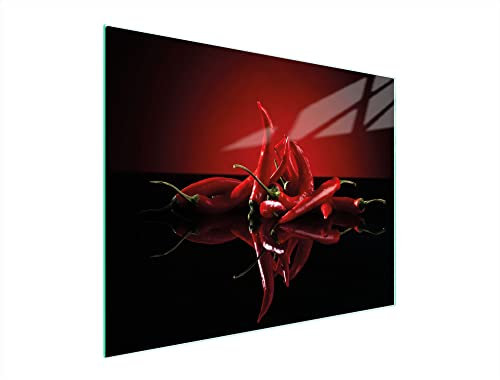 DarHaus Planche à découper en verre Ceranfeld 1 pièce 52 x 40 cm, plaque de découpe en verre, protection anti-éclaboussures, plaque en verre universelle, cuisine, Chili Rouge