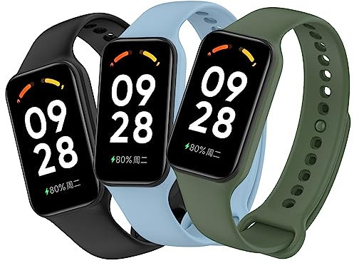 Xisair 3 Pezzi Cinturino Compatibile per Redmi Smart Band 2 & Xiaomi Smart Band 8 Active Cinturino in Silicone Braccialetto Sportivo Accessori per Orologi Redmi Band 2/Xiaomi Smart Band 8 Active