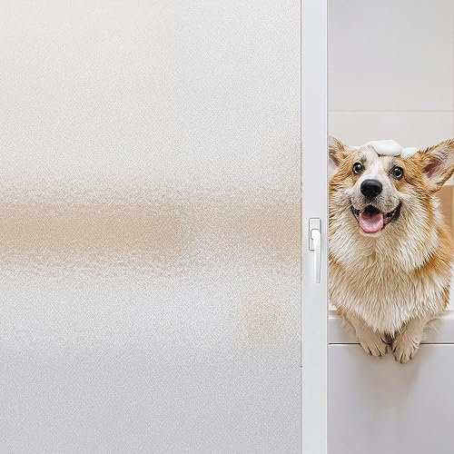 Linarun Fensterfolie selbsthaftend Milchglasfolie 60x200cm, Blickdicht Sichtschutzfolie mit Anti-UV Statische Haftung Spiegelfolie für Zuhause Büro Matt