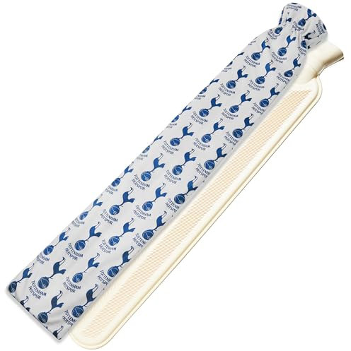 Tottenham Hotspur F.C. Long Hot Water Bottle with Soft Cover 2L - Gifts for Him (White/Navy Long)