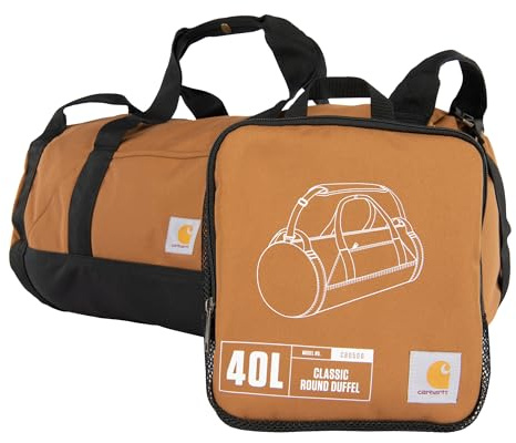 Carhartt Klassische runde Reisetasche mit Mehrzwecktasche, strapazierfähig, wasserabweisend, verstaubar, für Baustelle, Fitnessstudio und Reisen