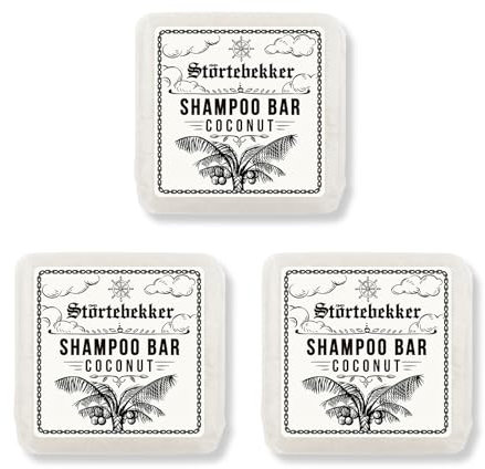 Störtebekker® Premium Shampoo Bar Kokos (3x) - Festes Shampoo Herren & Damen - 3in1 Duschseife Männer für Haare, Kopfhaut & Bart - Feuchtigkeitsshampoo - vegan, handgefertigt - 3x100g