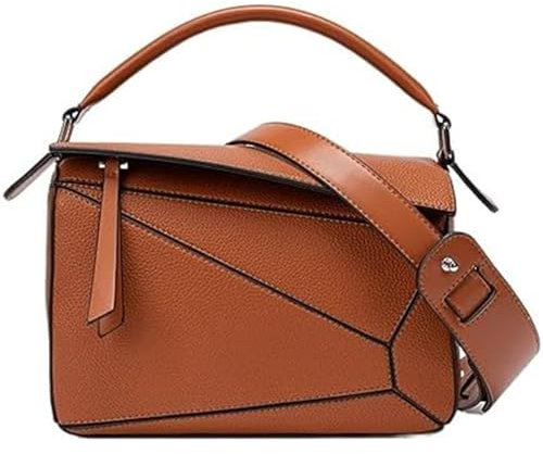 Gotomax handtasche damen mit geometrischem Design, 24,5 x 10,5 x 17 cm, Umhängetasche mit Litschi-Maserung,crossbody bag mit Henkel als Muttertagsgeschenk (Braun)