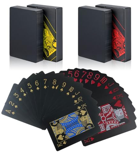 MageJoy Pokerkarten Plastik, 2 Decks, wasserfest, Flexible PVC Spielkarten | Robuste PVC-Spielkarten, abwischbar und langlebig – ideal für Poker, Rommé, Blackjack, Familienrunden und Spieleabende