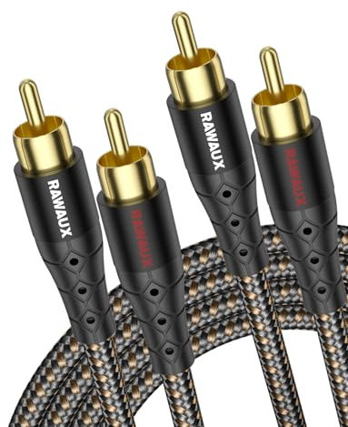 RAWAUX Câble RCA Audio 3m, Cable Stéréo Subwoofer Plaqué Or HiFi 2 RCA Mâle à Mâle Cable Coaxial Audio Pour Home Cinéma, Système Hi-Fi, Haut-parleur, Amplificateur