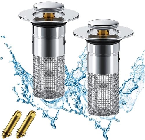 Abflussstopfen, 2 Stück Waschbeckenstöpsel, Abflussstopfen Waschbecken Pop Up Waschbeckenstöpsel Abflusssieb Aus Edelstahl für Waschbecken Bad Küchenspülen