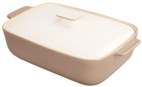 jinsongdafa Porcelain Casserole Dish with Glass Lid and bracket, Serving Soup Tureen,Chafing Dish for Buffet, Food preserve Tray, Catering Casserole for Party Style, Brown 1600 ML