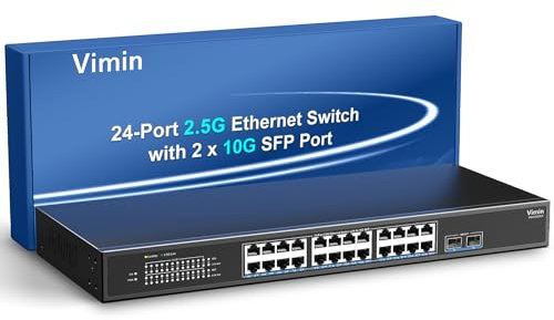 Switch di Rete Non Gestito a 26 Porte 2,5G, 24 Porte Ethernet 2,5G base-T, 2 Porte 10G SFP+, Capacità di Commutazione di 160Gbps, Montaggio su Rack, Adatto per NAS 2,5Gbps, AP wireless e PC