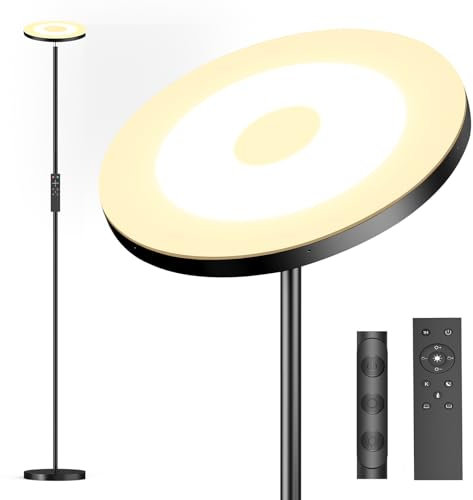Lámpara de Pie LED Regulable de 36 W, Lamparas de Pie Para Salon Superbrillante de 3000 LM Para Sala de Estar, Atenuación Continua de 2700 K a 6500 K, Control Remoto y Control Táctil