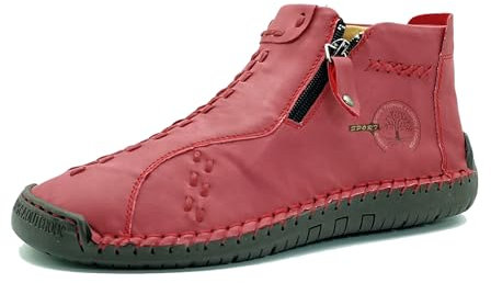 TENVEBLE NATURALLY Mittelalterliche Stiefel Leder Renaissance Outdoor Casual Mode Reißverschluss Schlupfstiefel für Damen Blau Grün, Rot/Ausflug, einfarbig (Getaway Solids), 38 EU