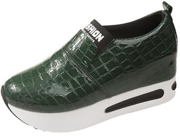 Ogg Schuhe Damen Modische Damen-Sportschuhe, kleine Damen-Lederschuhe, glänzende Schuhe, atmungsaktive und Bequeme Freizeitschuhe Hallux Schuhe Damen Pumps (Green, 42)