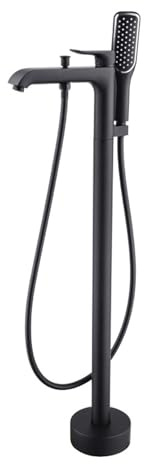 XJTNLB Rubinetto per Vasca da Bagno Nero Rubinetti Vasca a Terra Miscelatore Monocomando Doccia Rubinetto da Pavimento