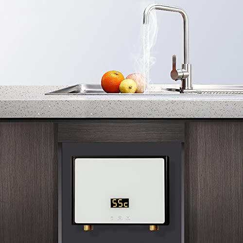 Elektrische Durchlauferhitzer Elektrischer Einstellbare Leistung Mini Durchlauferhitzer Warmwasserbereiter mit LED Display Bildschirm Durchlauferhitzer Dusche,Für Badezimmer,Küchen, Restaurants