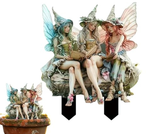 Fee Statue Gartendeko Ornament Miniatur Feen Figuren Blumentopf Pfähle Aus Acryl, Elfen Gartenfiguren Blumentopf Dekoration Für Drinnen Und Draußen, Dekorative Gartenkunst