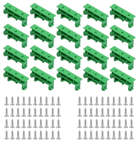 VZU 20 Teiliges Hutschienen Adapter Set, PCB Hutschienen Klemmen, Shelly Hutschienenhalter mit 40 Schrauben für 35 mm DIN Schiene für Reihenklemmen Hutschiene